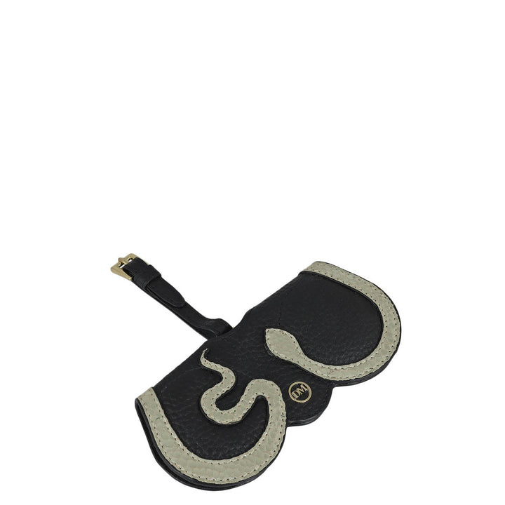 Wax Snake Leather Spectacle Case - Black