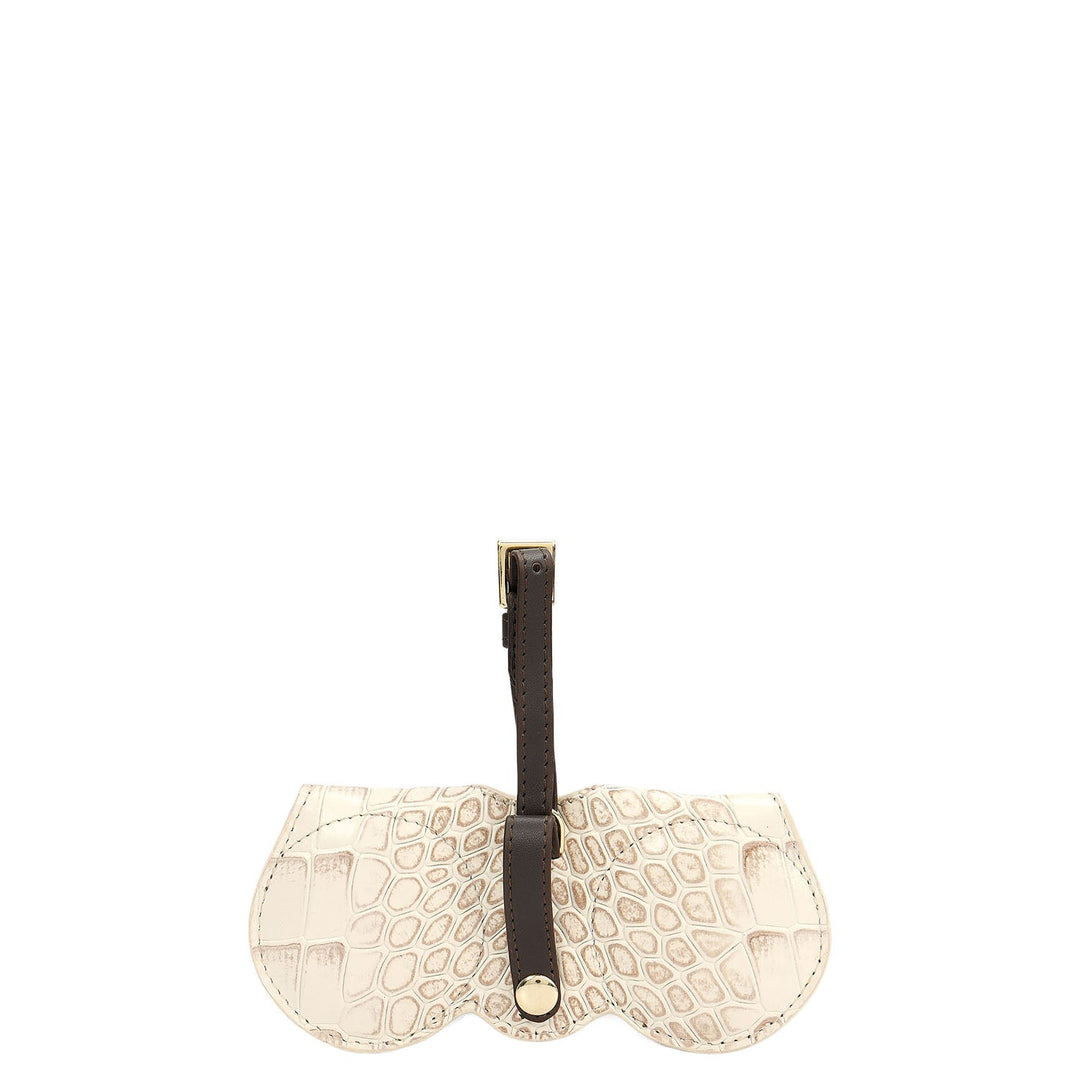 Croco Leather Spectacle Case - Marshmallow