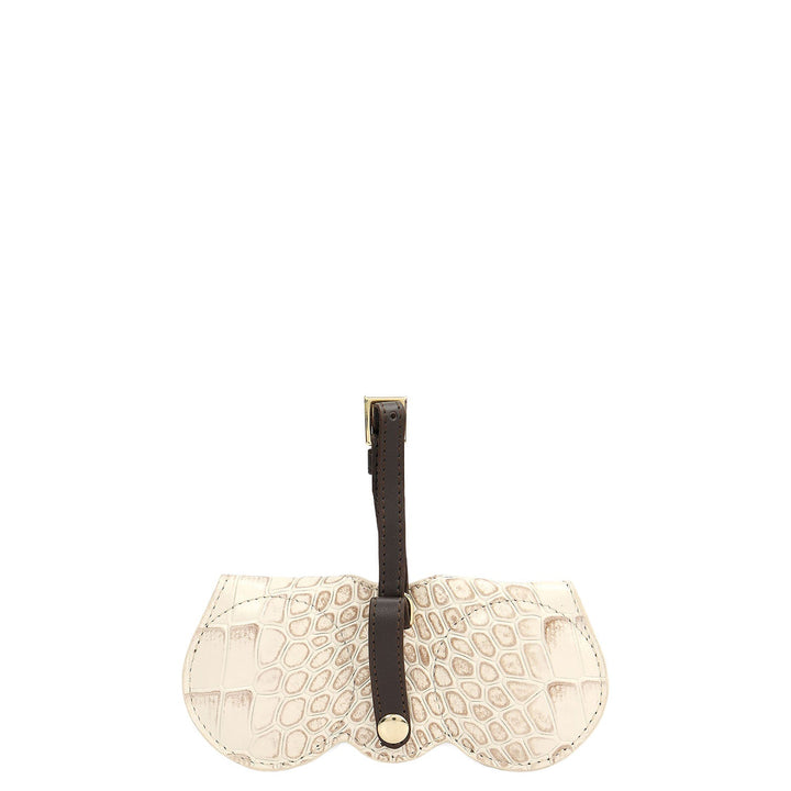 Croco Leather Spectacle Case - Marshmallow