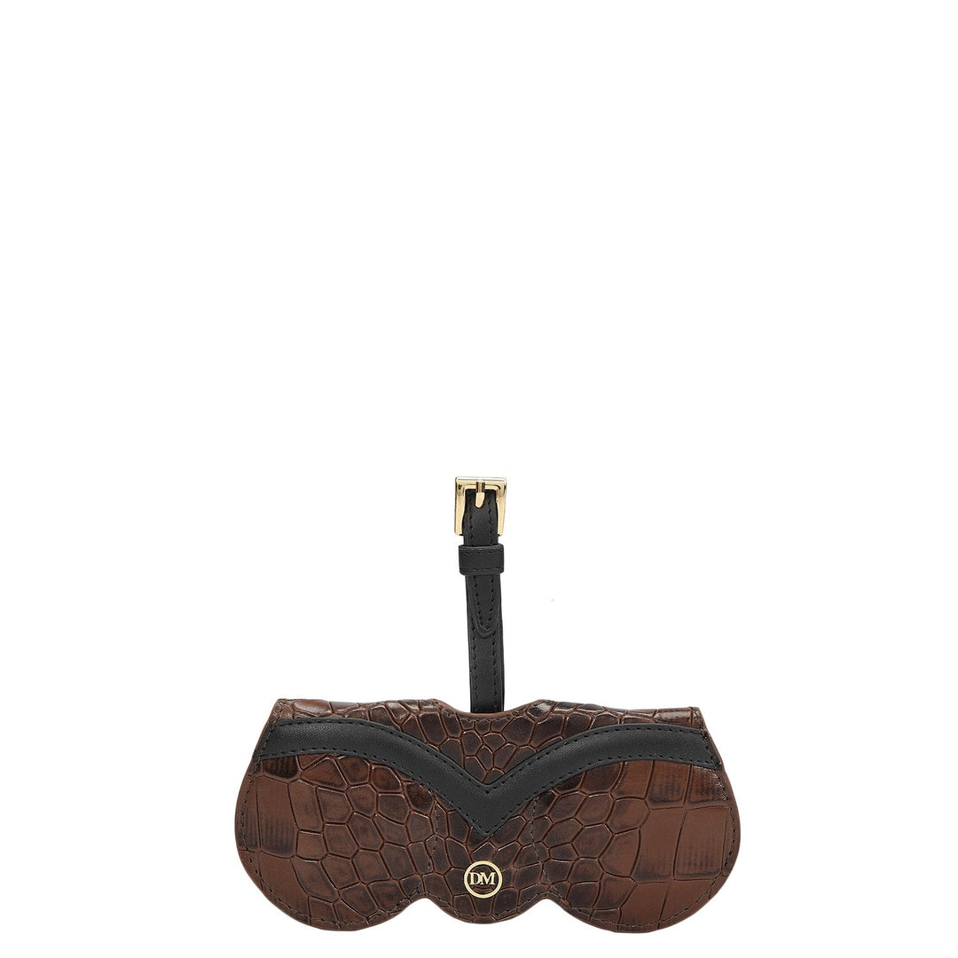 Croco Leather Spectacle Case - Walnut