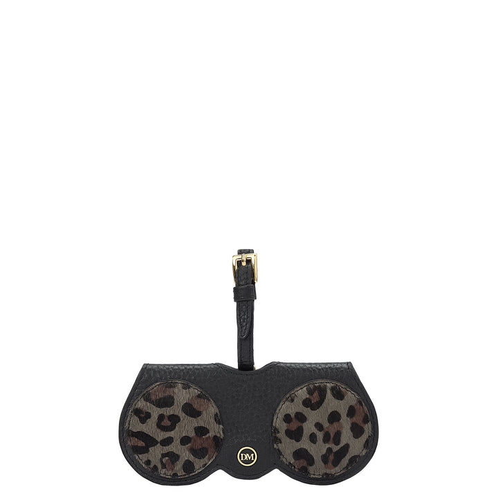 Fur Wax Leather Spectacle Case - Grey & Black