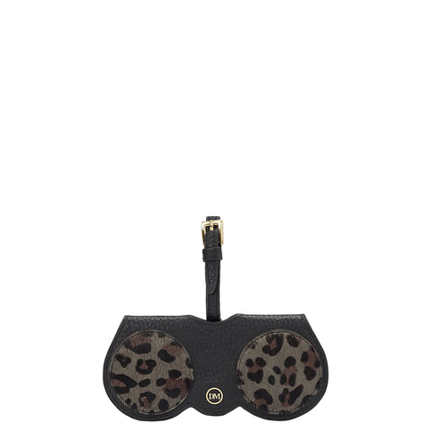 Fur Wax Leather Spectacle Case - Grey & Black