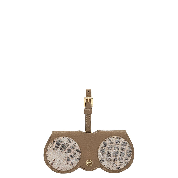 Fur Wax Leather Spectacle Case - Silver & Greyish Taupe