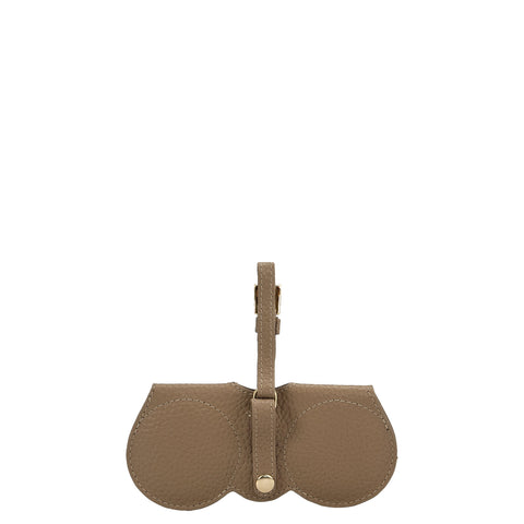 Fur Wax Leather Spectacle Case - Silver & Greyish Taupe
