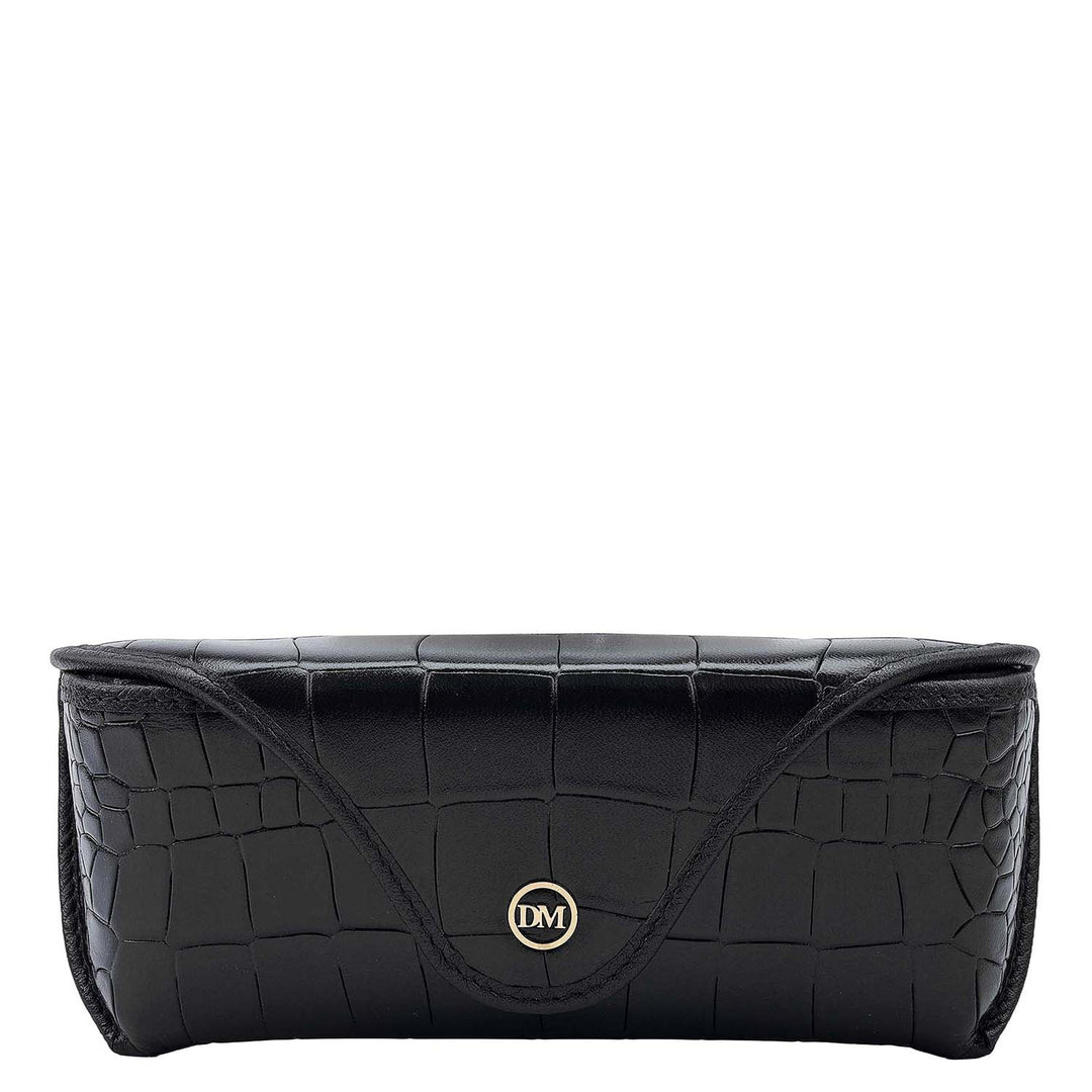 Croco Leather Spectacle Case - Black