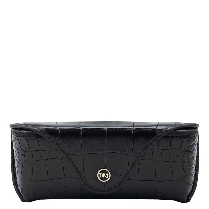 Croco Leather Spectacle Case - Black