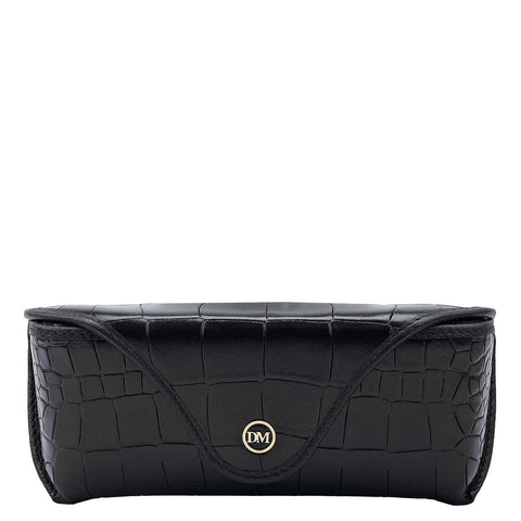 Croco Leather Spectacle Case - Black
