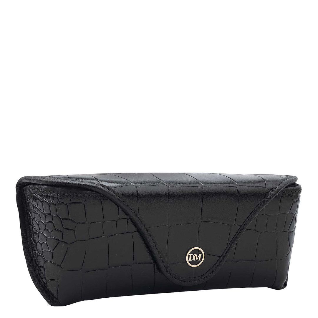 Croco Leather Spectacle Case - Black