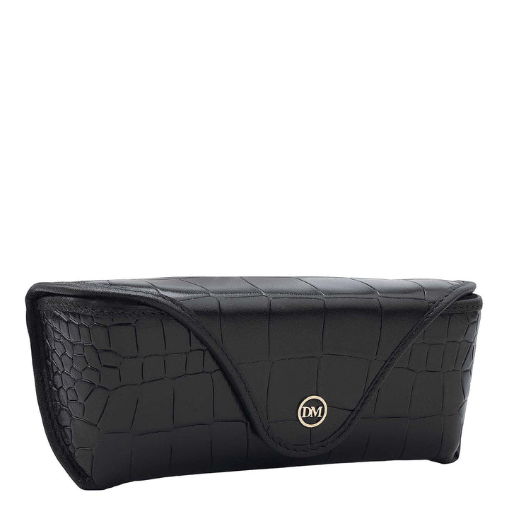 Croco Leather Spectacle Case - Black