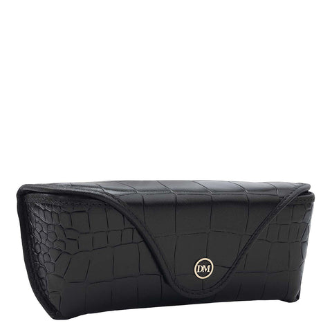 Croco Leather Spectacle Case - Black