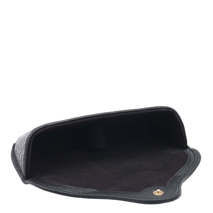 Croco Leather Spectacle Case - Black