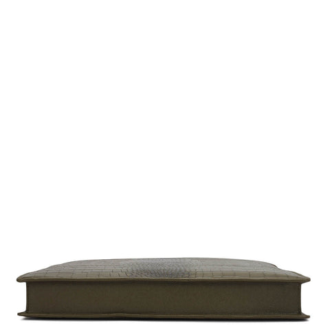 Croco Leather Laptop Sleeve - Military Green