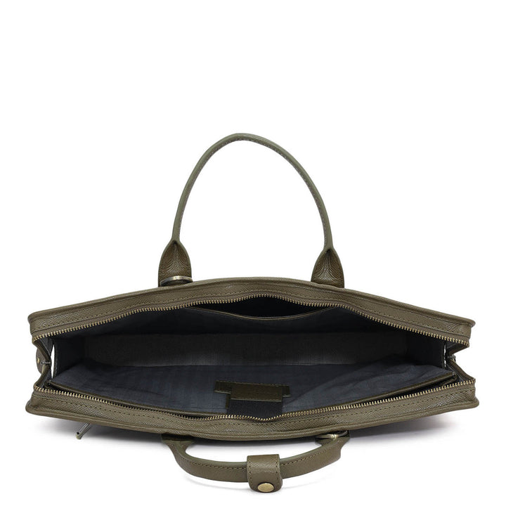 Croco Leather Laptop Sleeve - Military Green