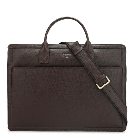 Chocolate Franzy Leather Computer Sleeve - Upto - 15"