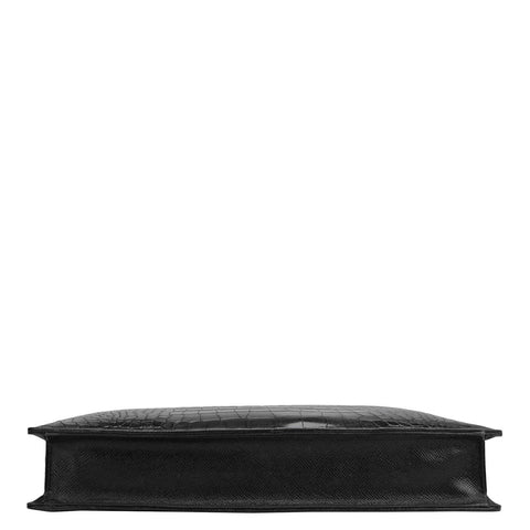 Croco Leather Laptop Sleeve - Black