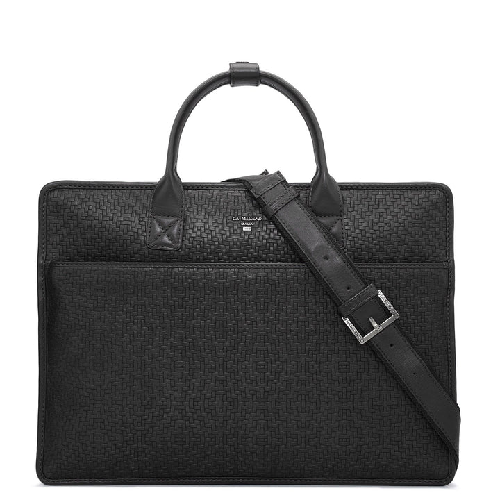 Mat Emboss Leather Laptop Sleeve - Black