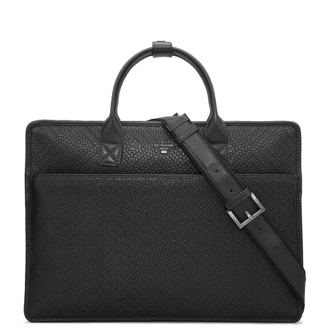 Mat Emboss Leather Laptop Sleeve - Black