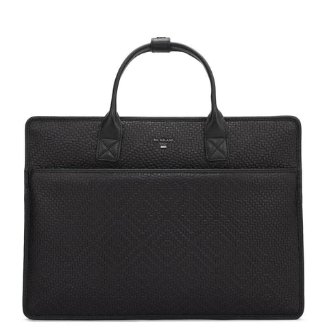 Mat Emboss Leather Laptop Sleeve - Black