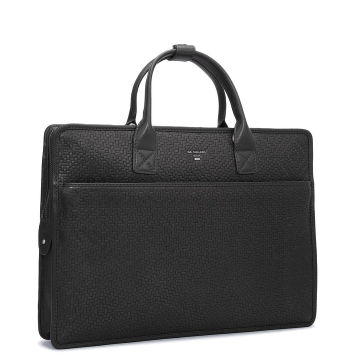 Mat Emboss Leather Laptop Sleeve - Black