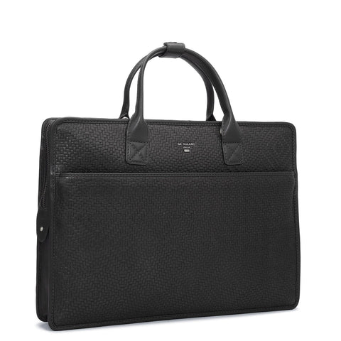 Mat Emboss Leather Laptop Sleeve - Black