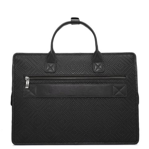 Mat Emboss Leather Laptop Sleeve - Black