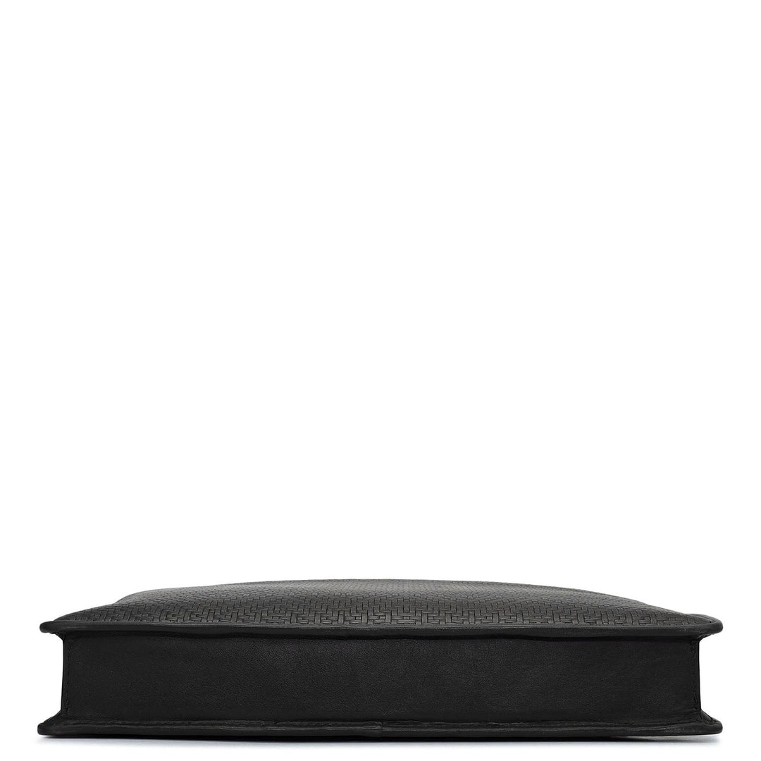 Mat Emboss Leather Laptop Sleeve - Black