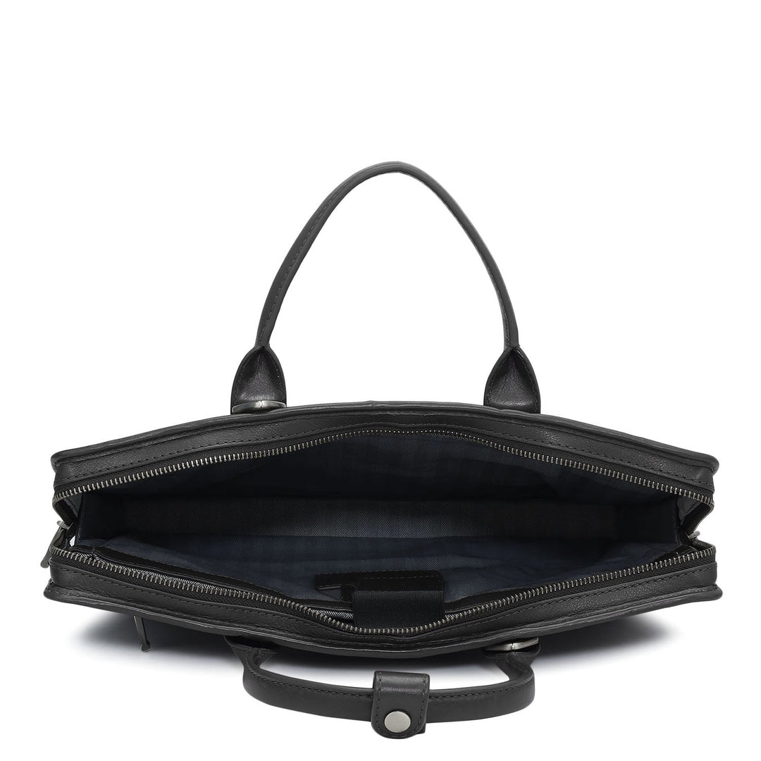 Mat Emboss Leather Laptop Sleeve - Black