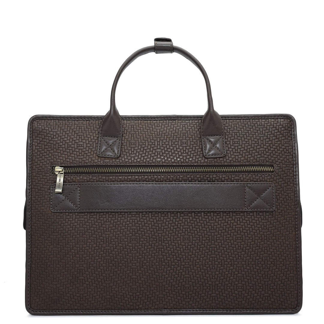 Mat Emboss Leather Laptop Sleeve - Brown