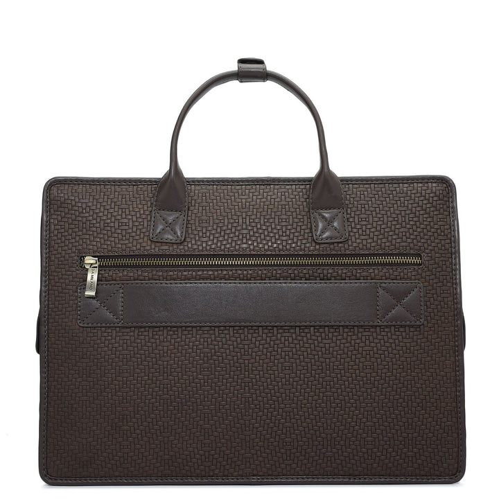 Mat Emboss Leather Laptop Sleeve - Brown