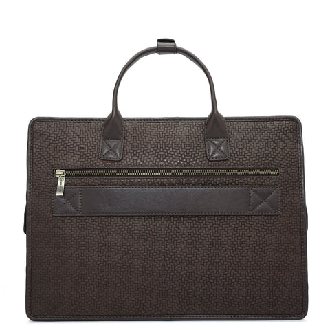 Mat Emboss Leather Laptop Sleeve - Brown