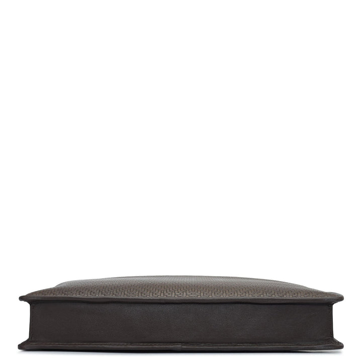 Mat Emboss Leather Laptop Sleeve - Brown
