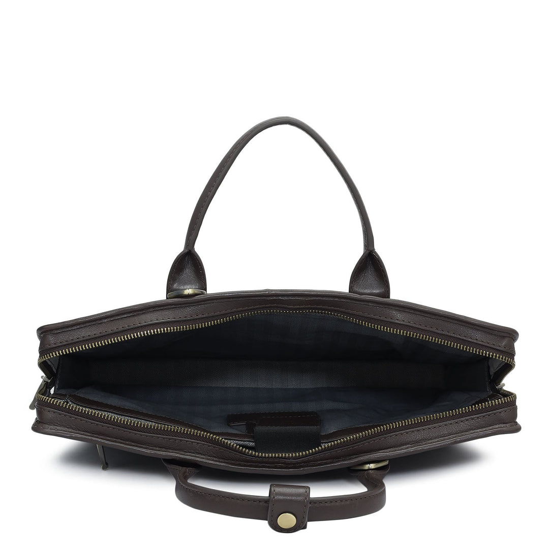 Mat Emboss Leather Laptop Sleeve - Brown