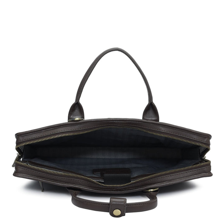 Mat Emboss Leather Laptop Sleeve - Brown