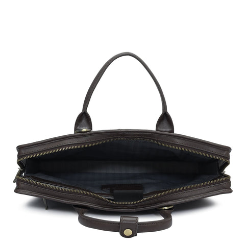 Mat Emboss Leather Laptop Sleeve - Brown