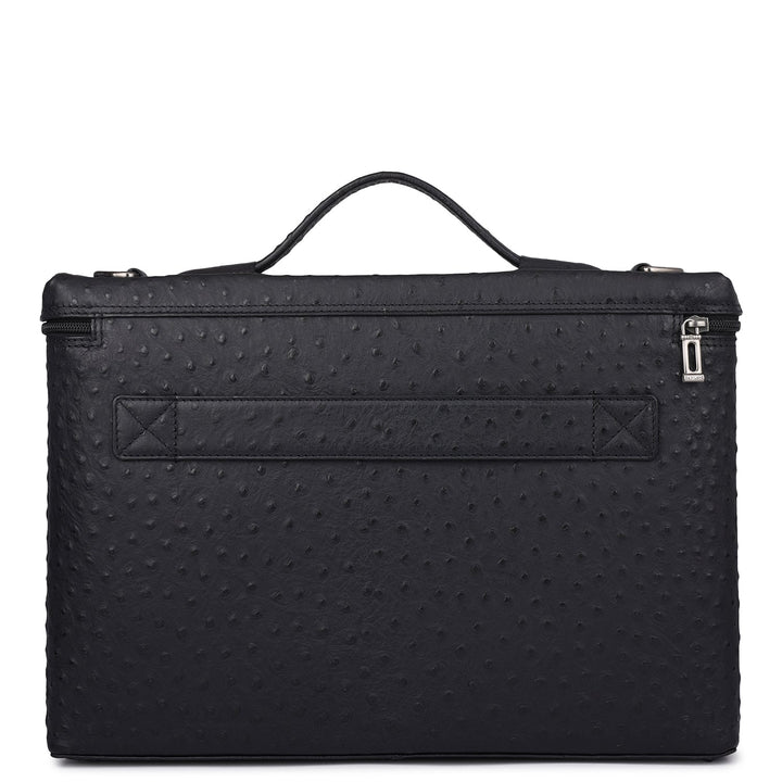 Ostrich Leather Laptop Sleeve - Black