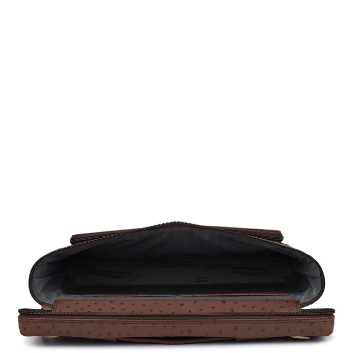 Ostrich Leather Laptop Sleeve - Brown