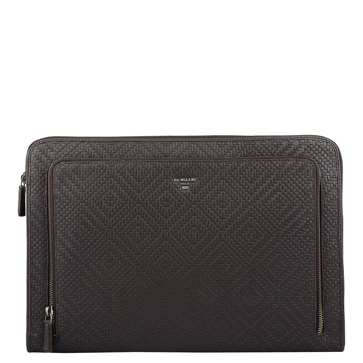 Mat Emboss Leather Laptop Sleeve - Brown