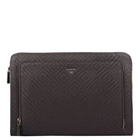 Mat Emboss Leather Laptop Sleeve - Brown