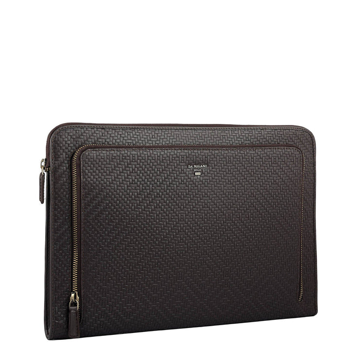 Mat Emboss Leather Laptop Sleeve - Brown
