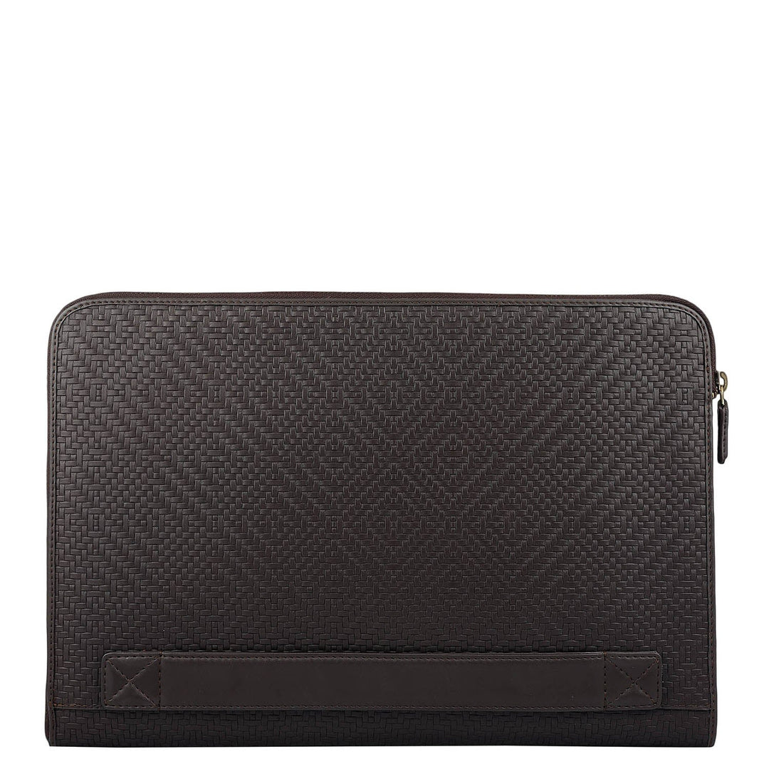 Mat Emboss Leather Laptop Sleeve - Brown
