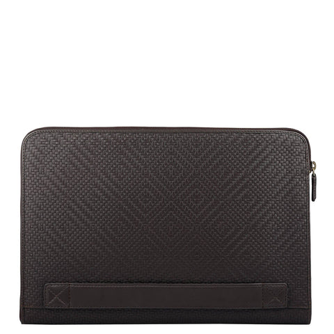 Mat Emboss Leather Laptop Sleeve - Brown