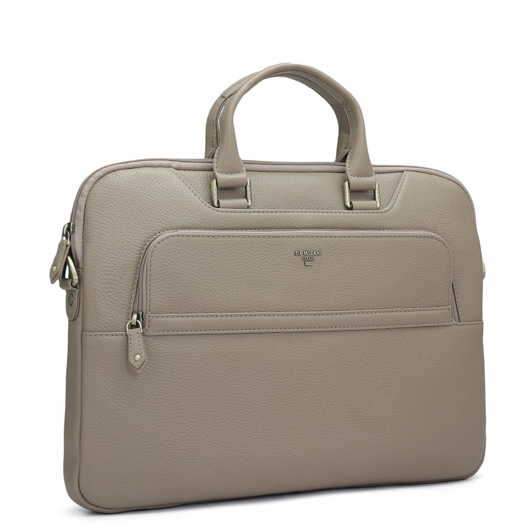 Wax Leather Laptop Sleeve - Greyish Taupe