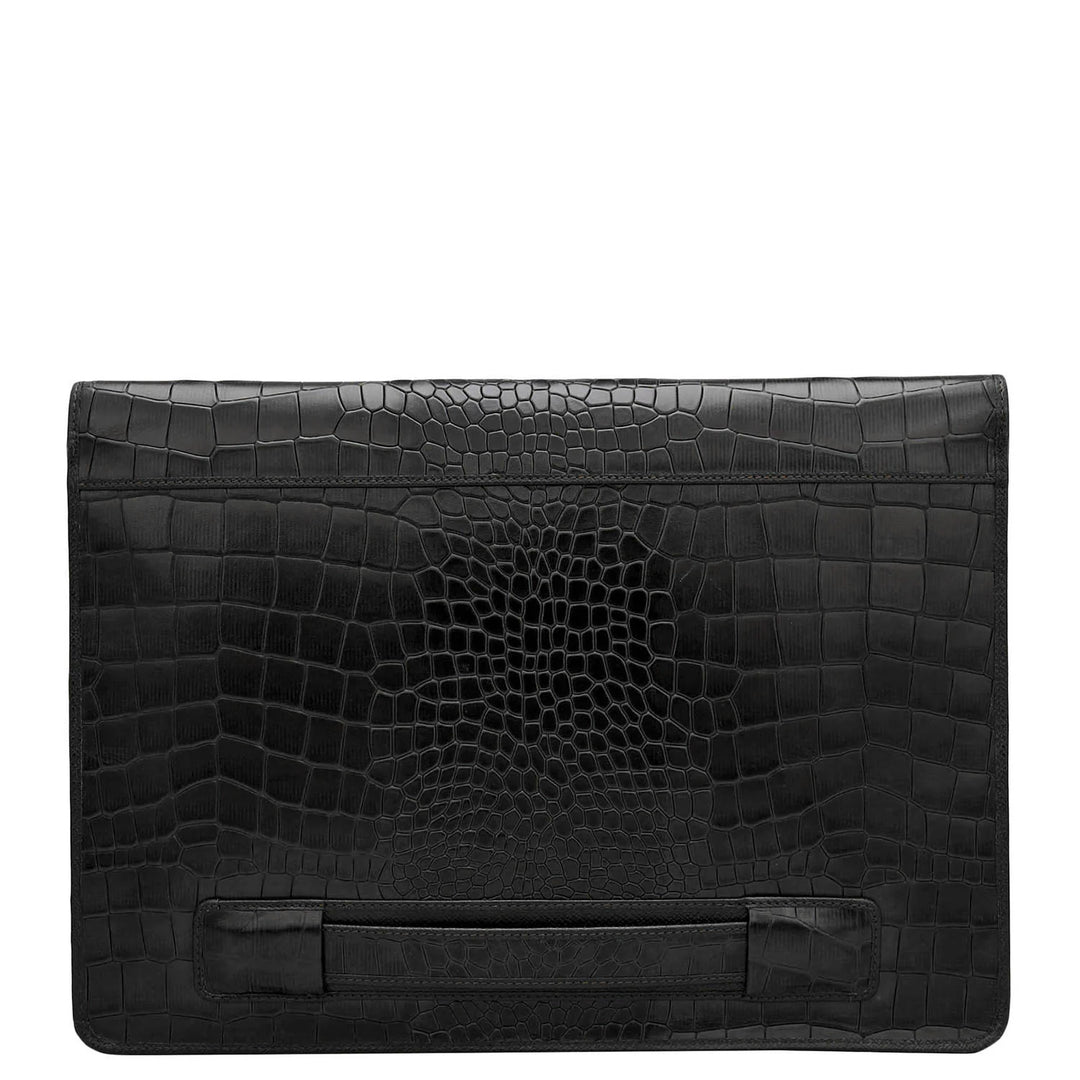 Croco Leather Laptop Sleeve - Black