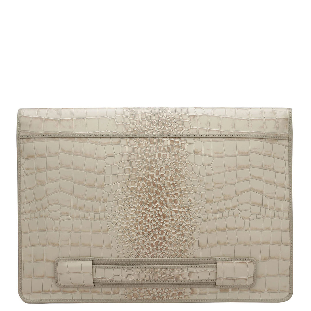 Croco Leather Laptop Sleeve - Frost