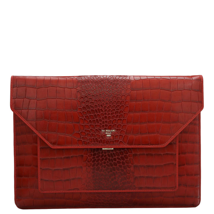 Croco Leather Laptop Sleeve - Red