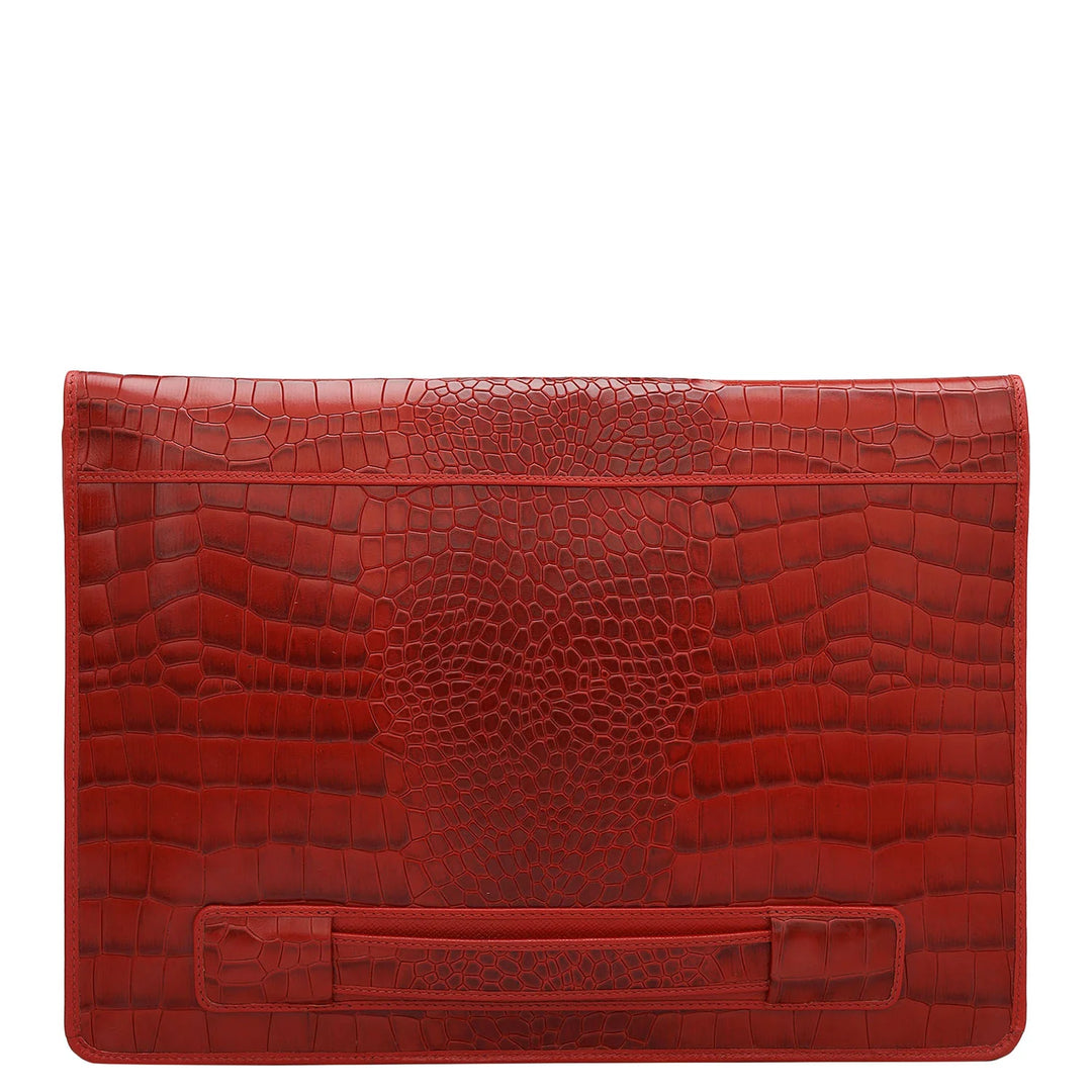 Croco Leather Laptop Sleeve - Red