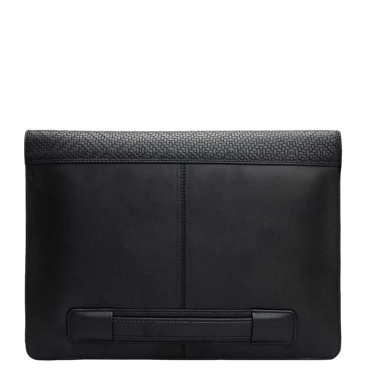 Mat Emboss Plain Leather Laptop Sleeve - Black