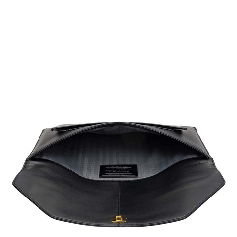 Mat Emboss Plain Leather Laptop Sleeve - Black