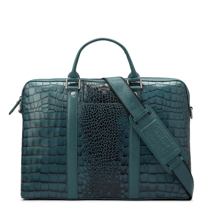 Ocean Croco Leather Laptop Sleeve - Upto 16"