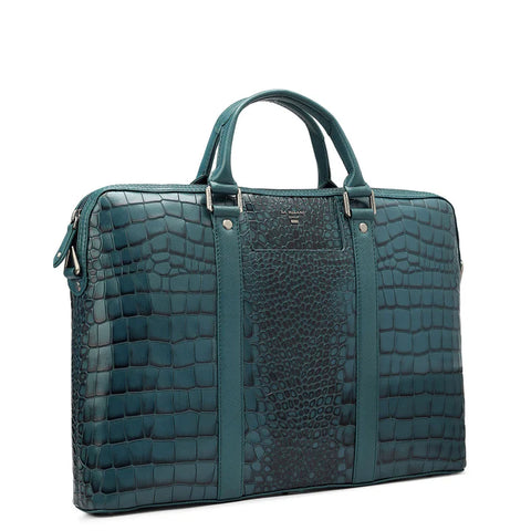 Ocean Croco Leather Laptop Sleeve - Upto 16"